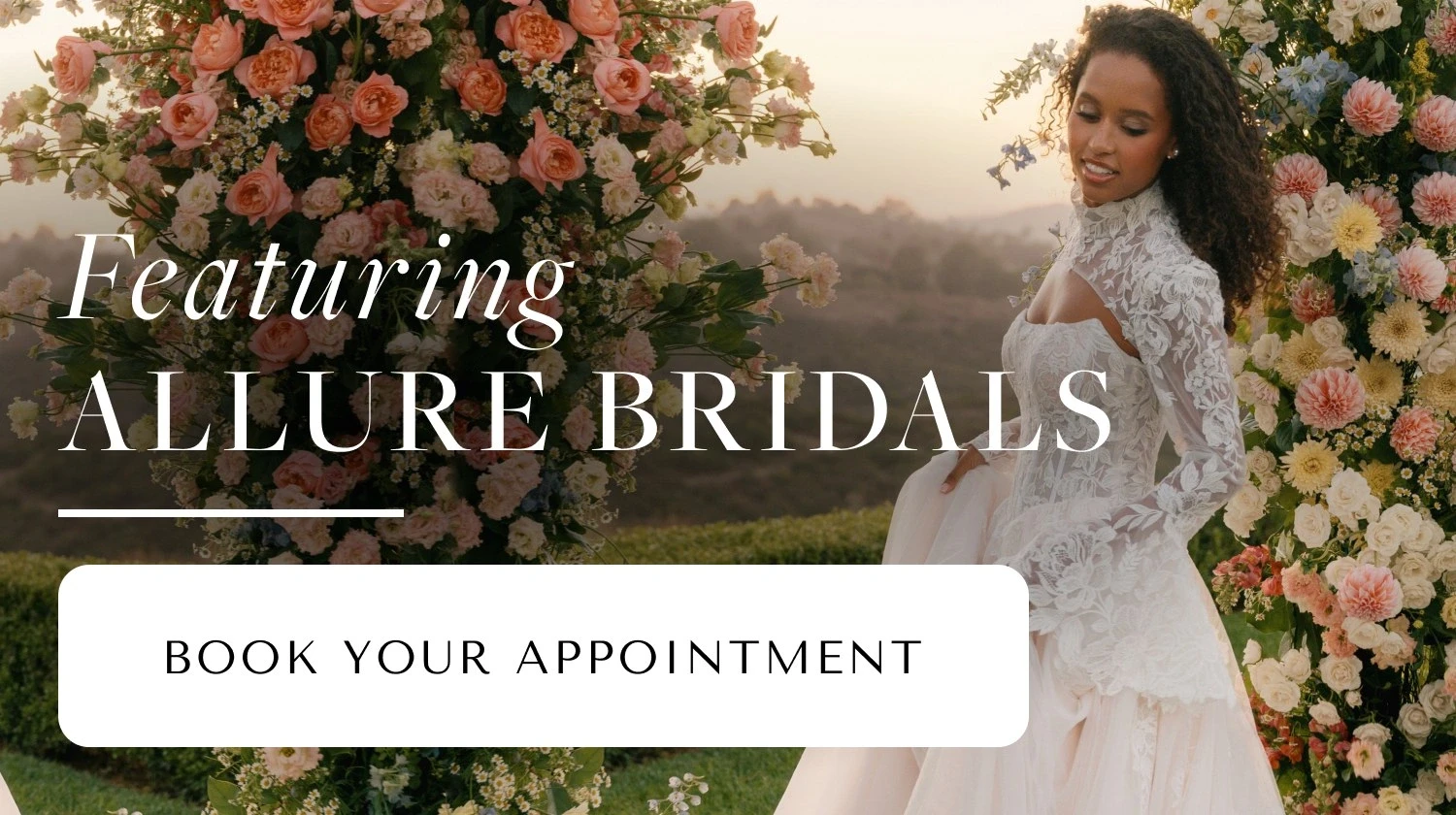 Models wearing Allure Bridals gowns, mobile banner