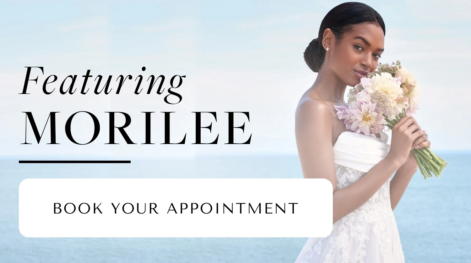 Models wearing Morilee bridal gowns, mobile banner